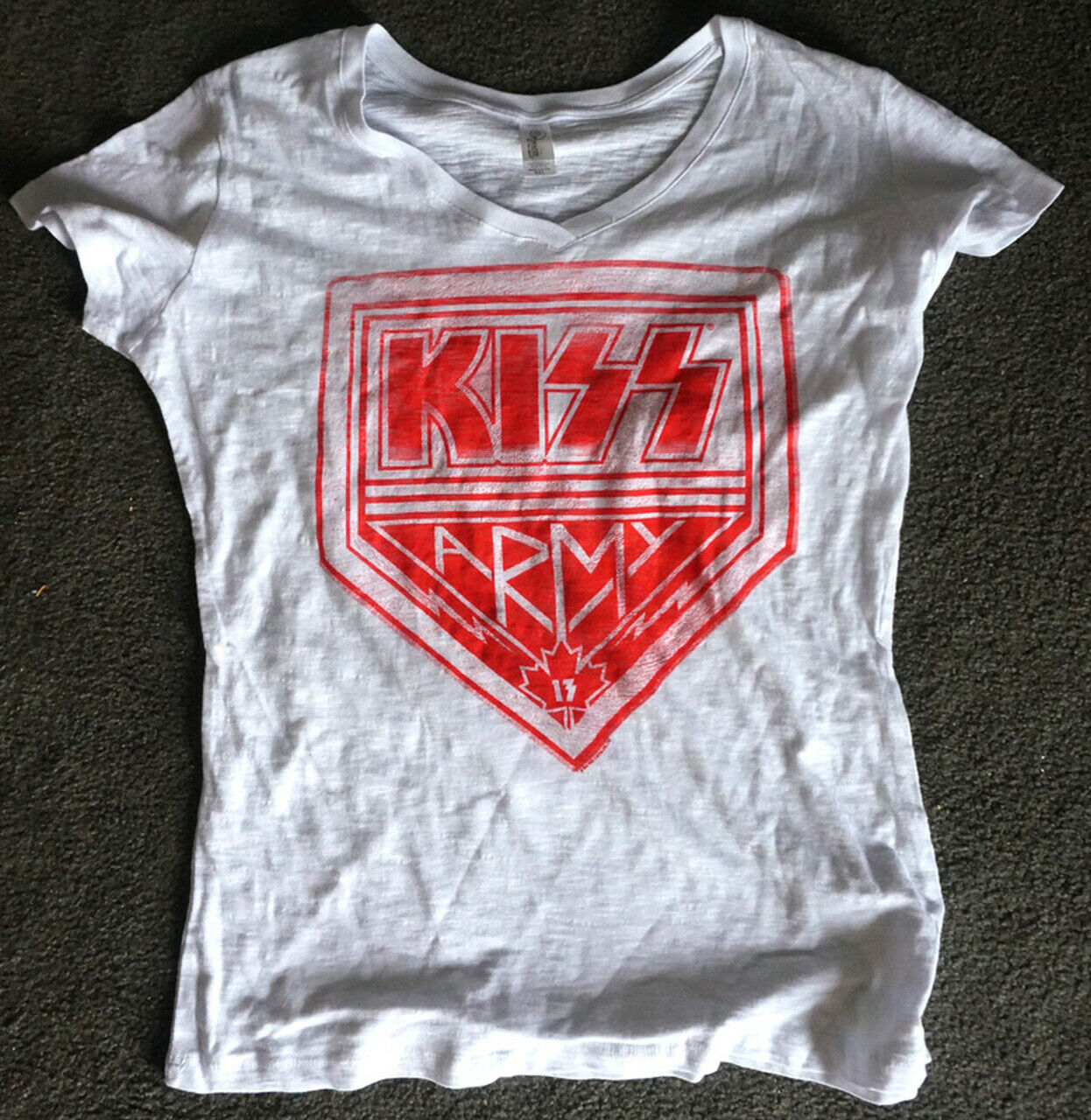 Kiss Army White Burnout Juniors Shirt Large Xlarge Xxlarge Womens Tour
