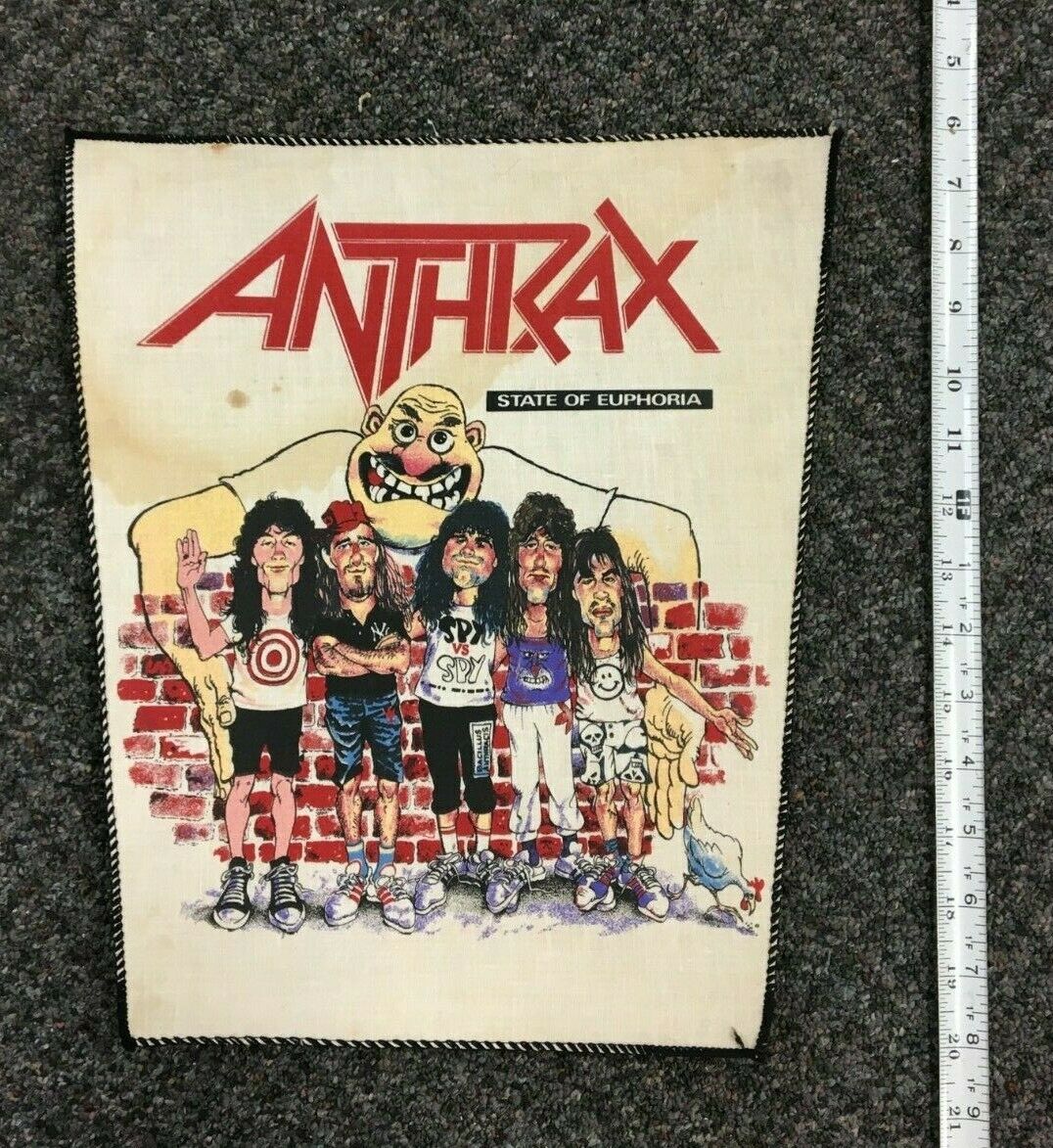 Backpatch Vintage- Anthrax State Of Euphoria- 1980-90s Character Nos