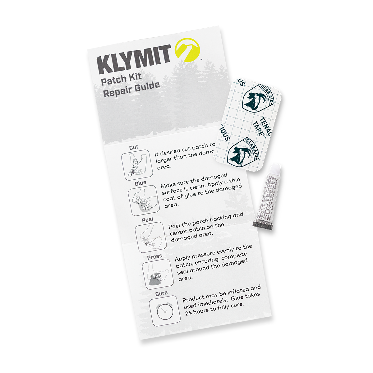Klymit Sleeping Pad Patch Kit With Glue And Tenacious Tape - Brand New