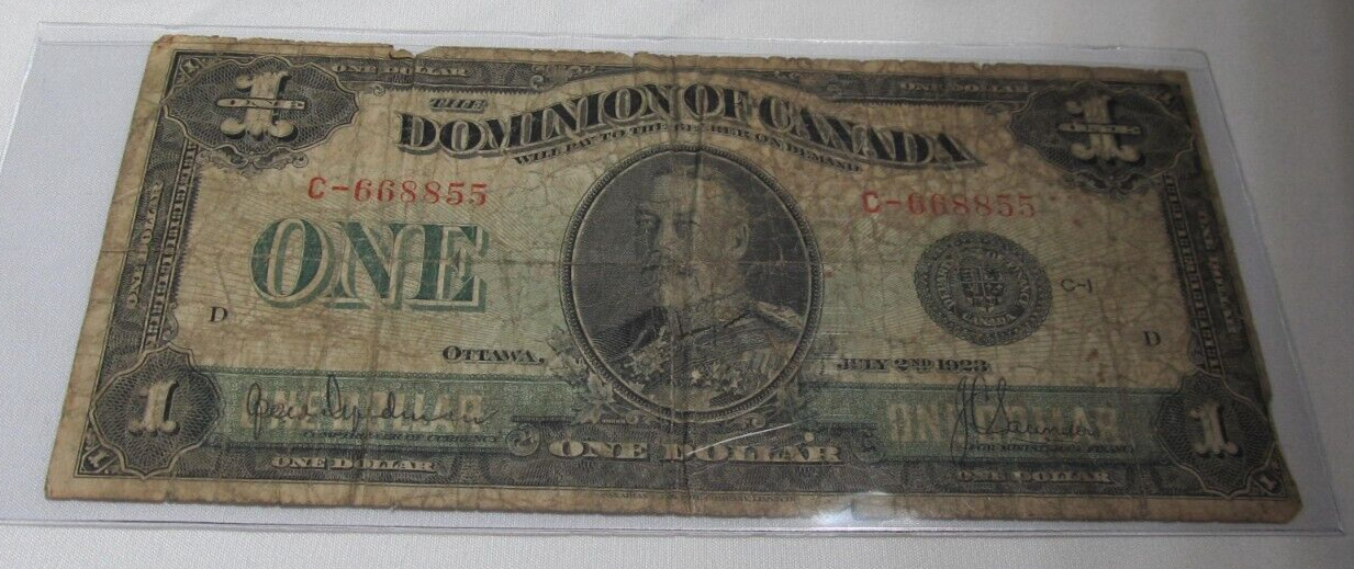 Canada 1923 $1 Note P#33a Serial# C-668855