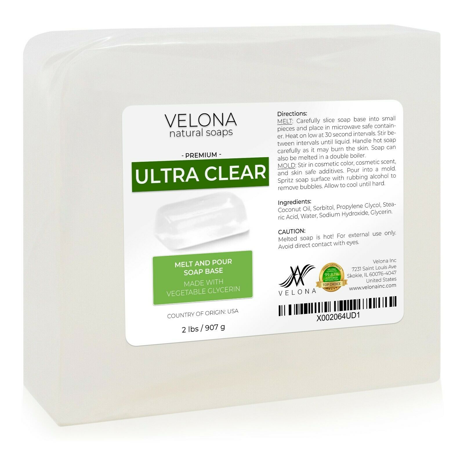 2,5,10,25lb - Ultra Clear Glycerin Soap Base By Velona Sls/sles Free Melt Pour