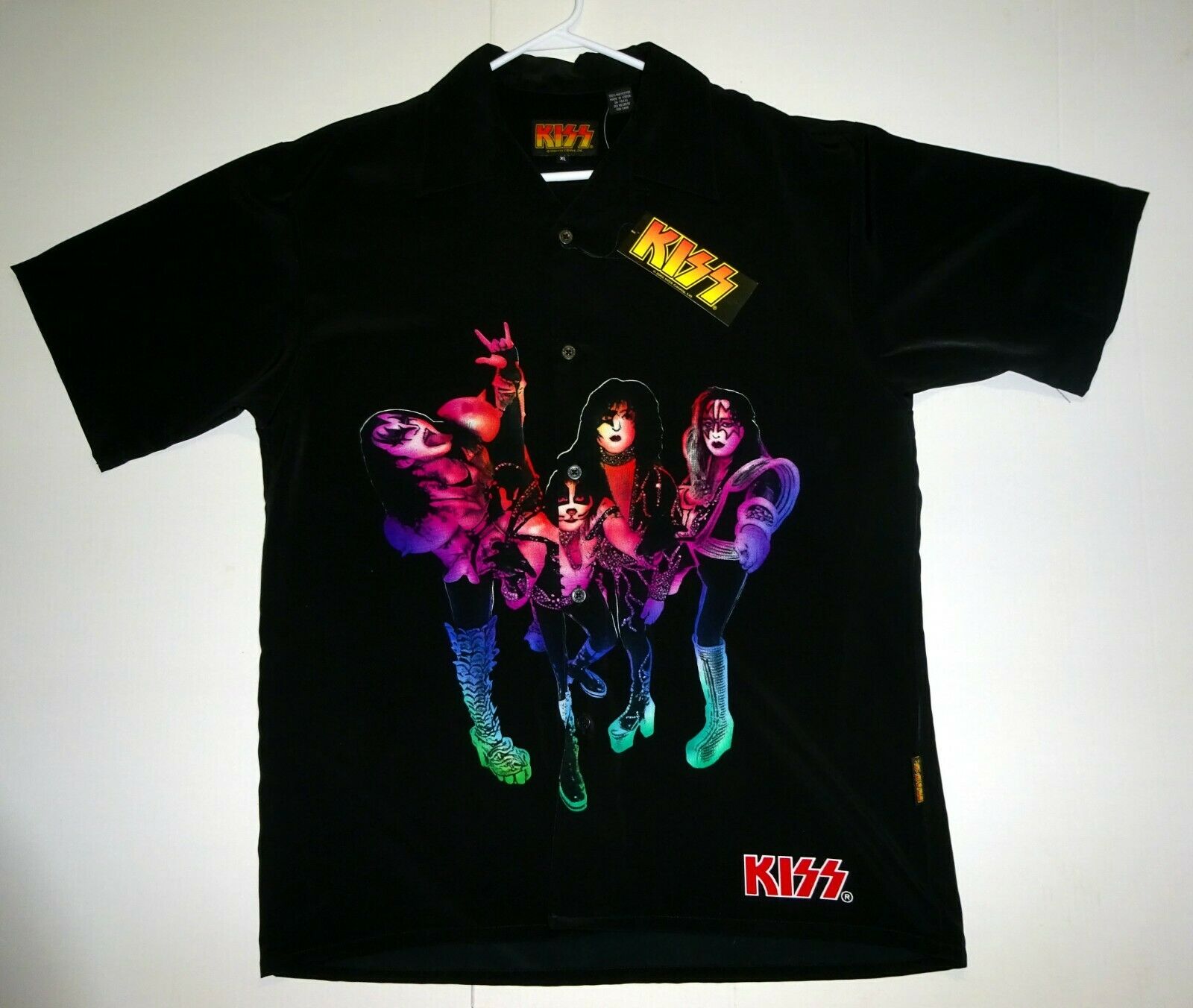 Kiss Band Reunion Tour Pose Dragonfly Button Down Dress Shirt Unworn Tags 2002